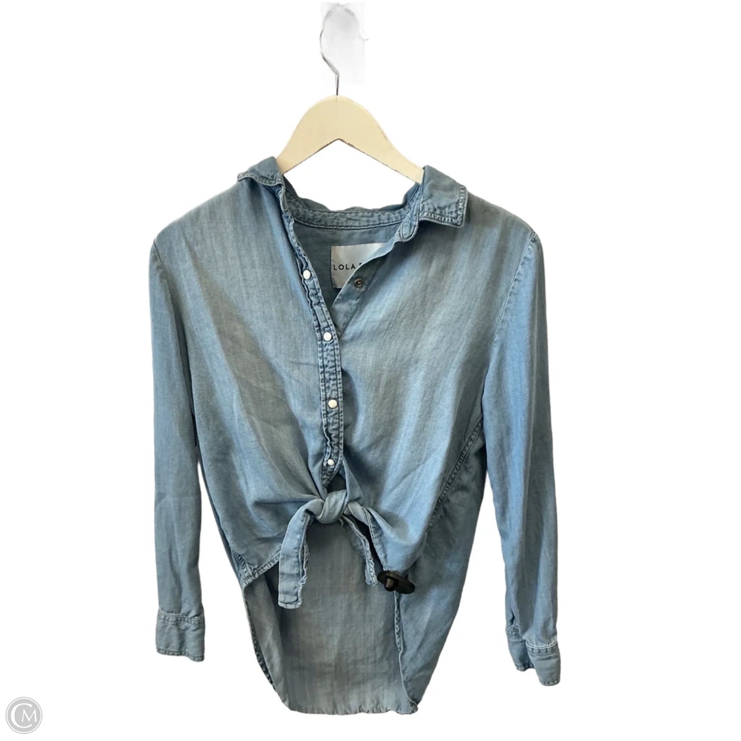 Top Long Sleeve By Lola River In Blue Denim, Size: S