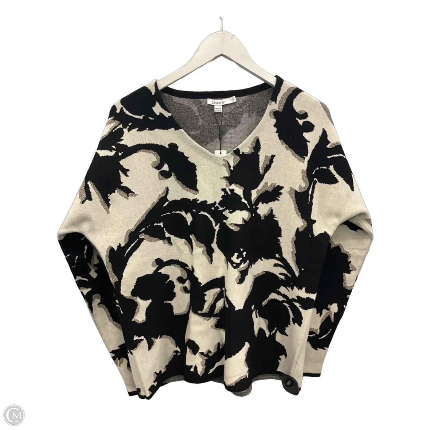 Sweater By Chicos In Black & White, Size: M
