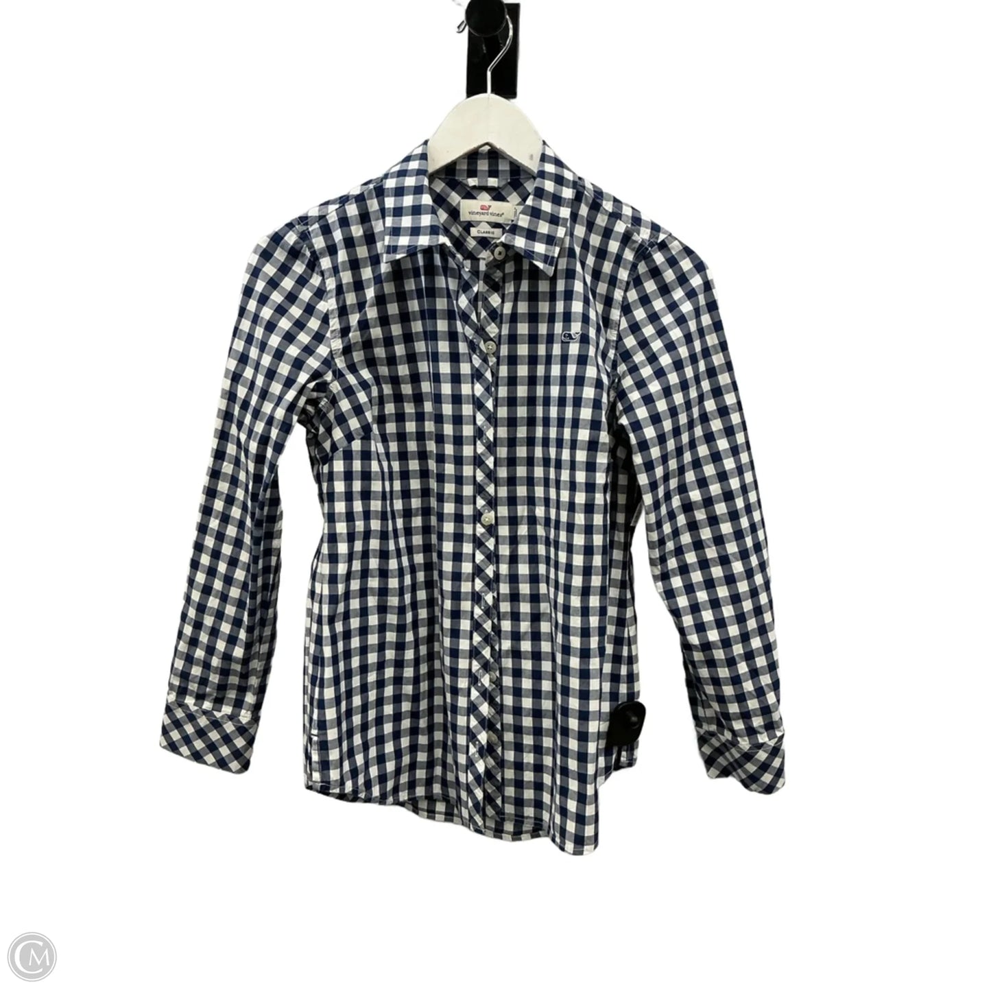 Top Long Sleeve By Vineyard Vines In Blue & White, Size: Xs