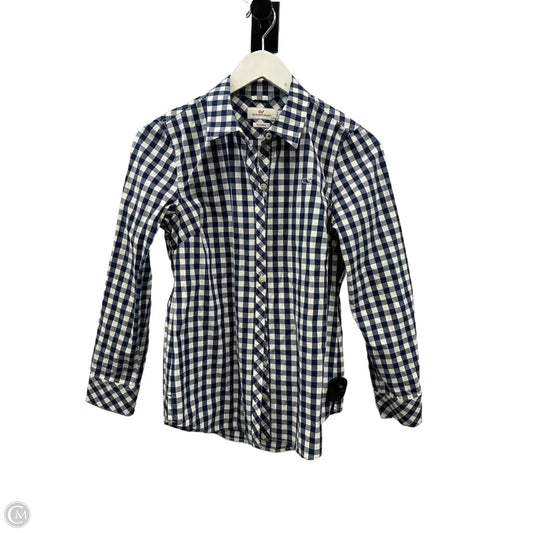 Top Long Sleeve By Vineyard Vines In Blue & White, Size: Xs