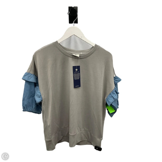 Top Short Sleeve By Laurie Felt In Blue & Grey, Size: S