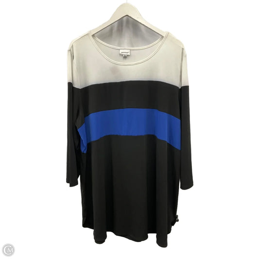 Top 3/4 Sleeve By Avenue In Black & Blue, Size: 2x
