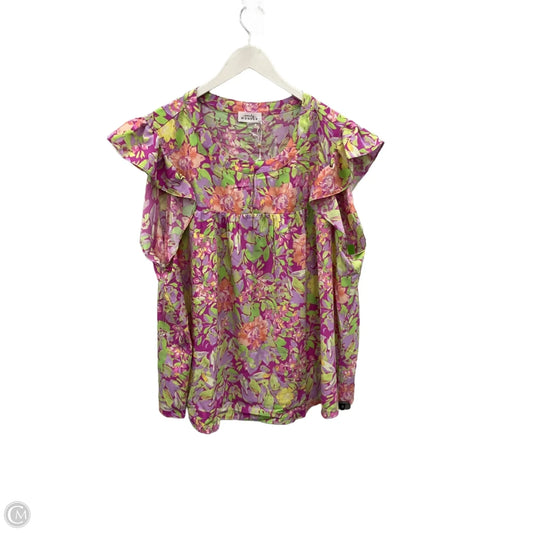 Top Short Sleeve By Emily Wonder In Purple, Size: 3x