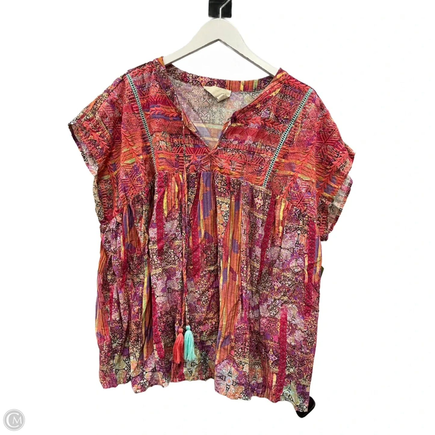 Top Short Sleeve By Savanna Jane In Pink & Purple, Size: 2x
