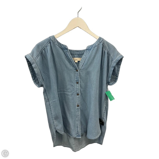 Top Short Sleeve By Loft In Blue Denim, Size: S