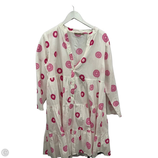 Dress Casual Midi By Clothes Mentor In Pink & White, Size: L