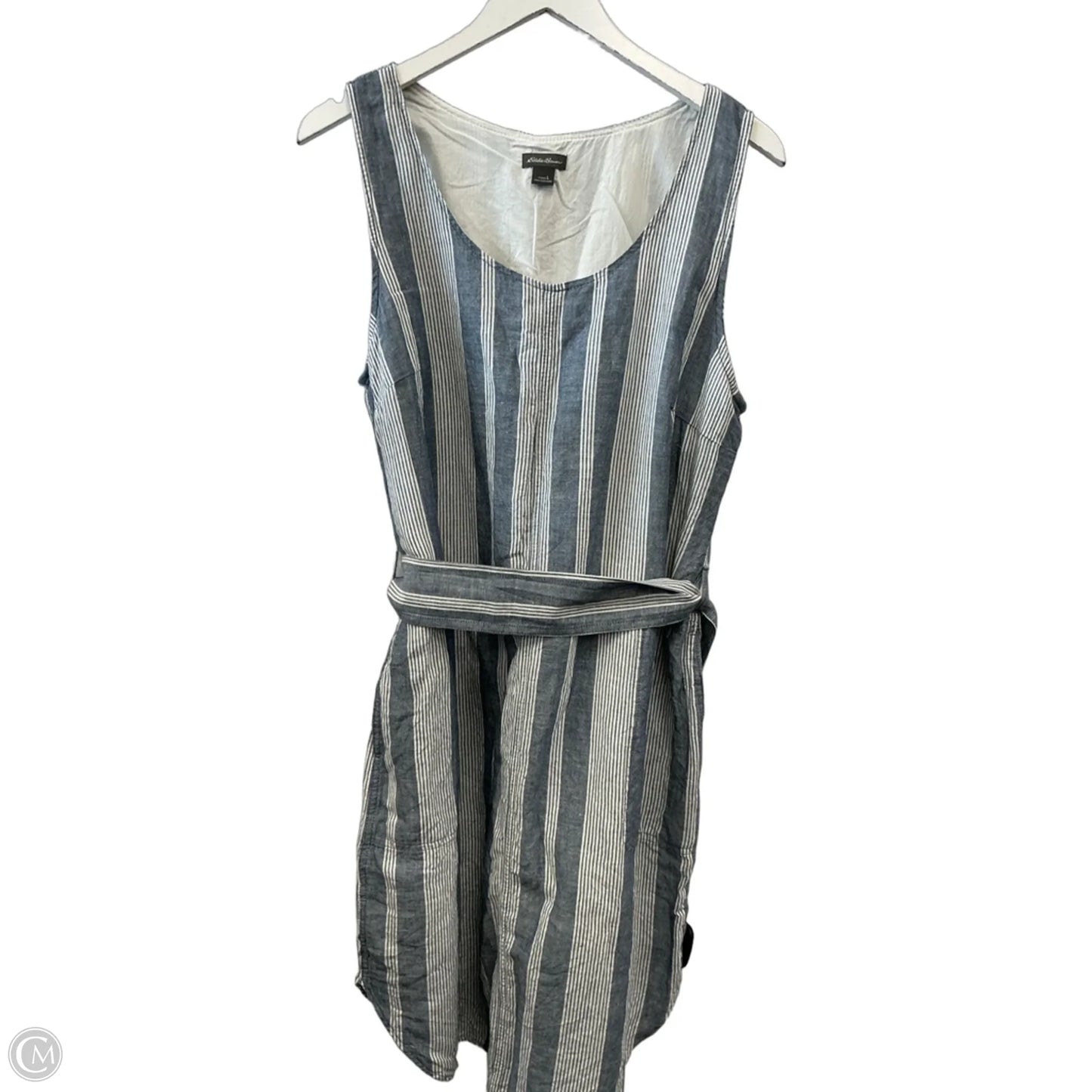 Dress Casual Midi By Eddie Bauer In Blue & White, Size: L