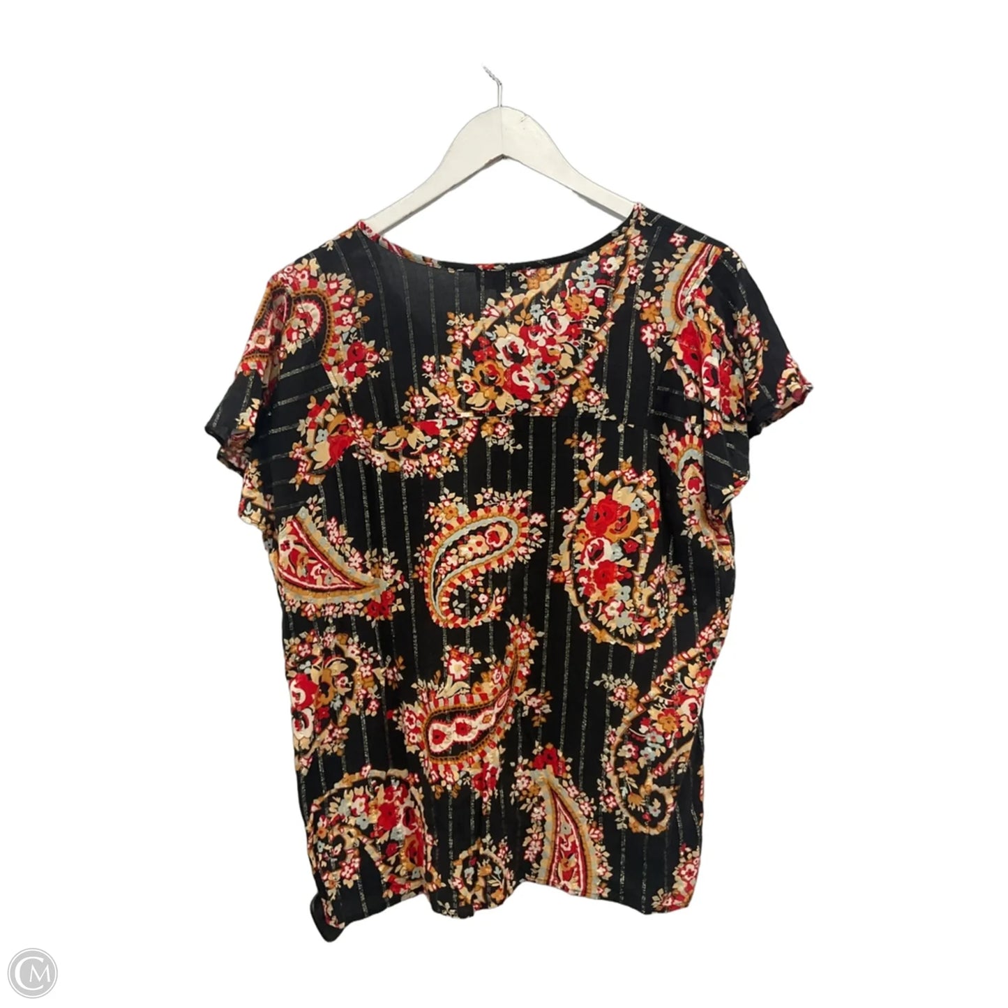 Top Short Sleeve By Loft In Black & Red, Size: Xl
