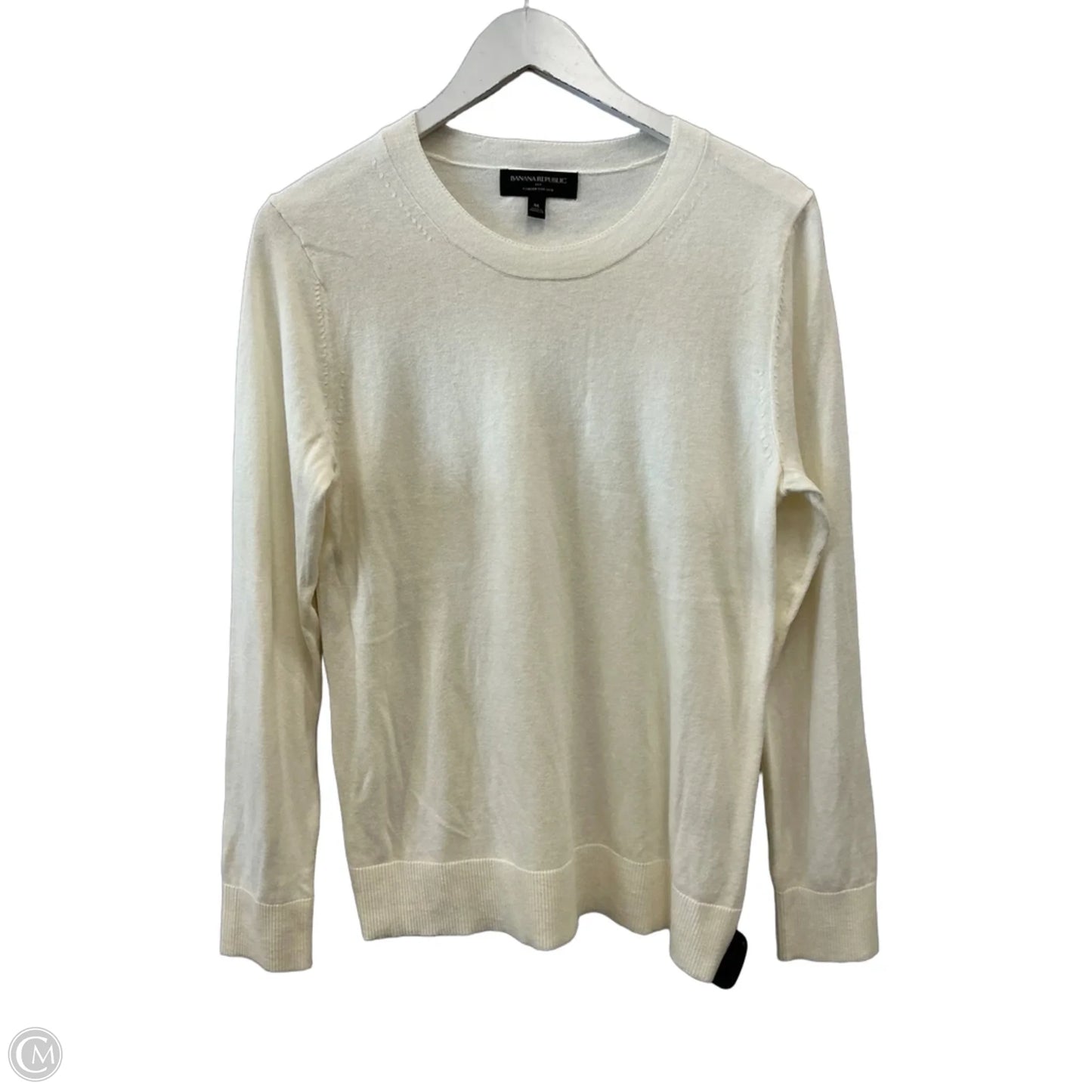 Top Long Sleeve By Banana Republic In Cream, Size: M