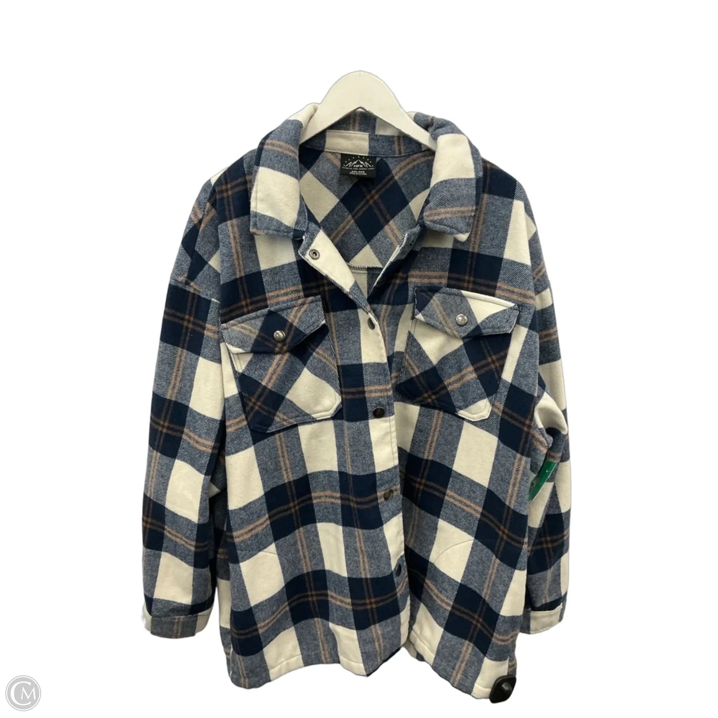 Jacket Shirt By Hfx In Blue, Size: Xxl