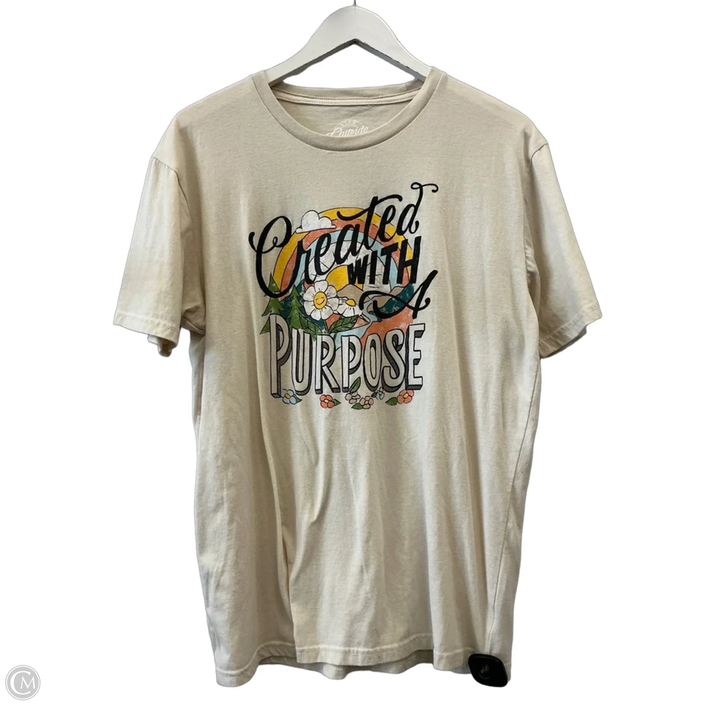 Top Short Sleeve By Cme In Cream, Size: L