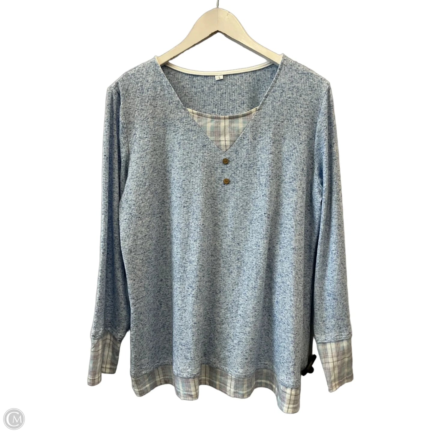 Top Long Sleeve By Cme In Blue, Size: L