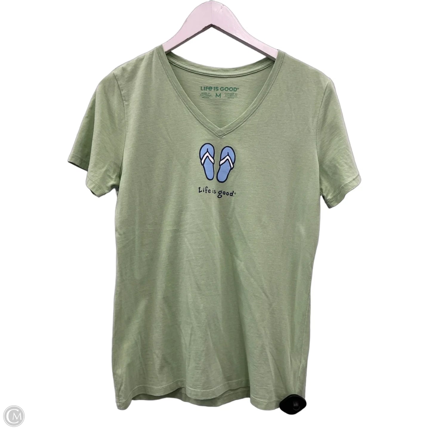 Top Short Sleeve By Life Is Good In Green, Size: M
