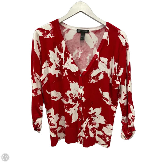 Cardigan By Inc In Red & White, Size: L
