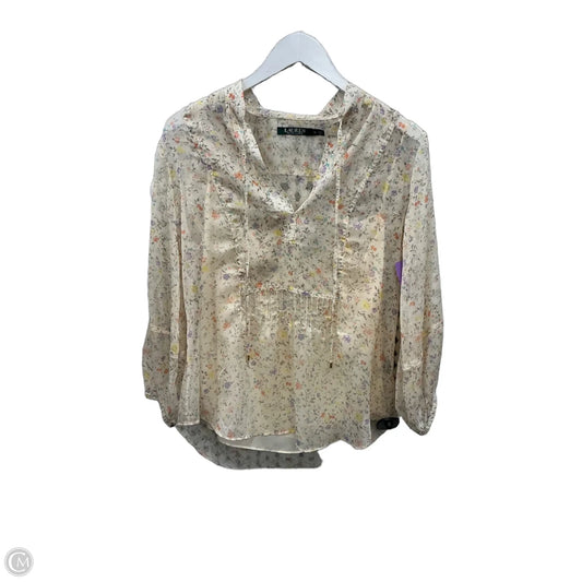 Top 3/4 Sleeve By Lauren By Ralph Lauren In Cream, Size: M