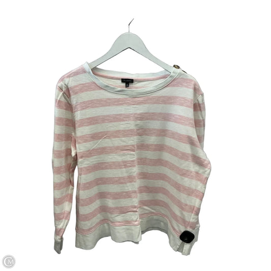 Top Long Sleeve By Talbots In Pink & White, Size: Xl