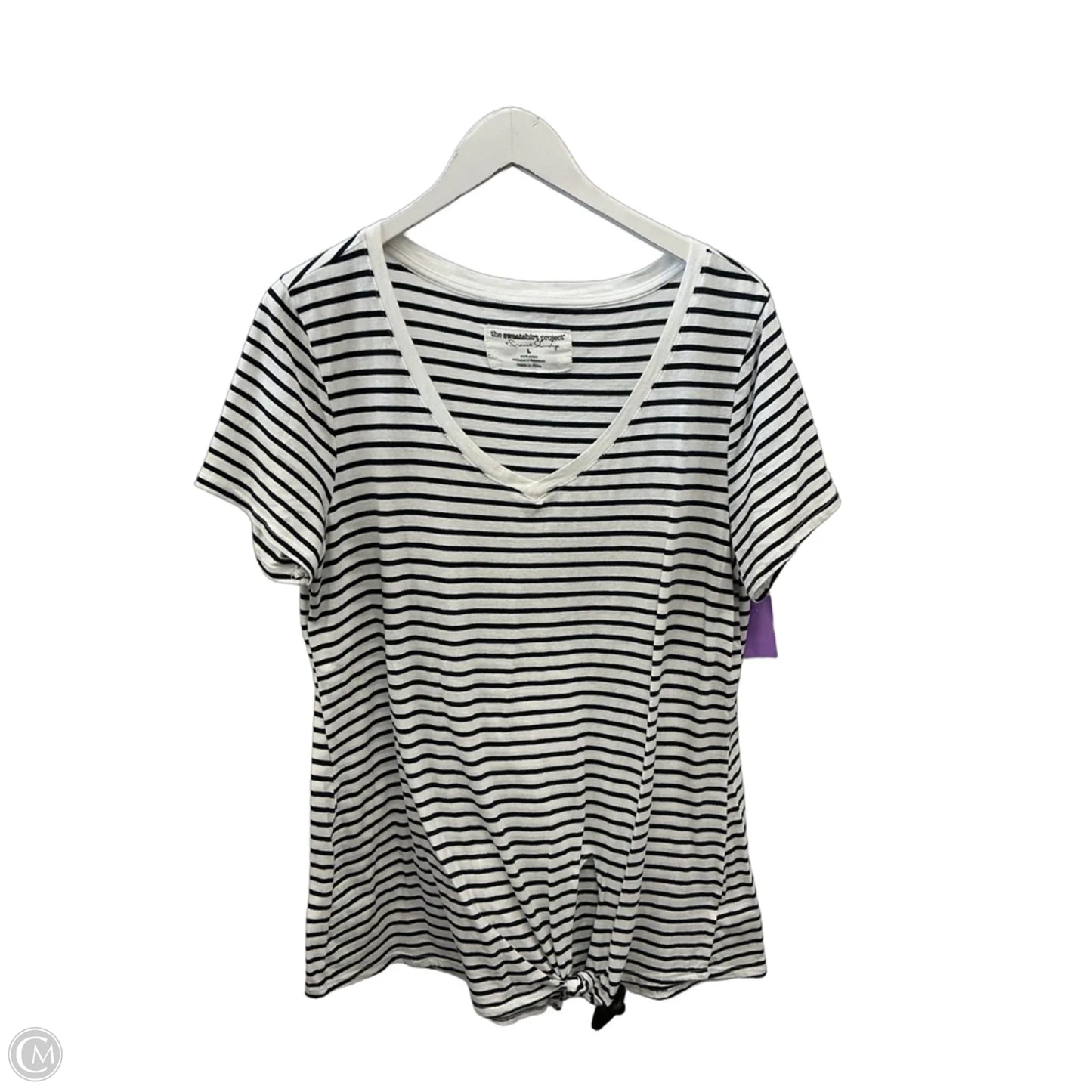 Top Short Sleeve By French Laundry In Blue & White, Size: L