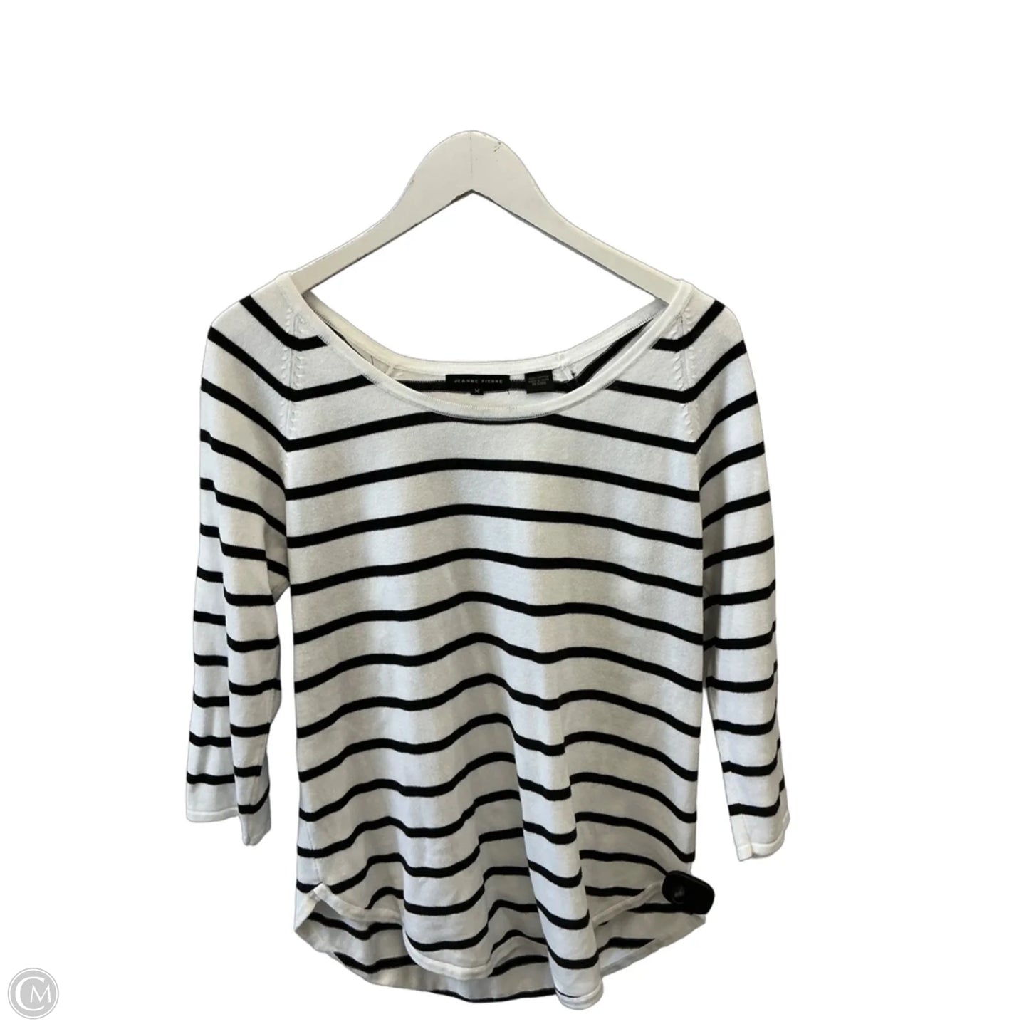 Top 3/4 Sleeve By Jeanne Pierre In Black & White, Size: M