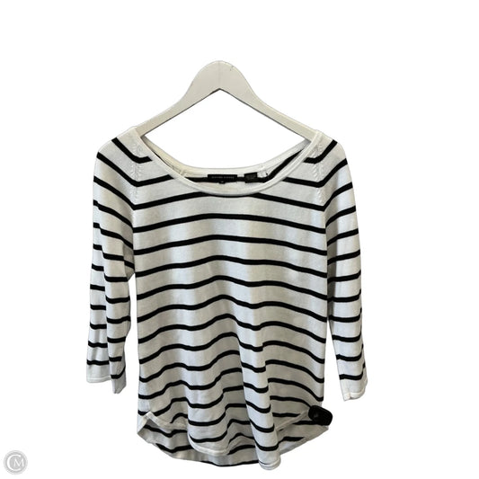 Top 3/4 Sleeve By Jeanne Pierre In Black & White, Size: M