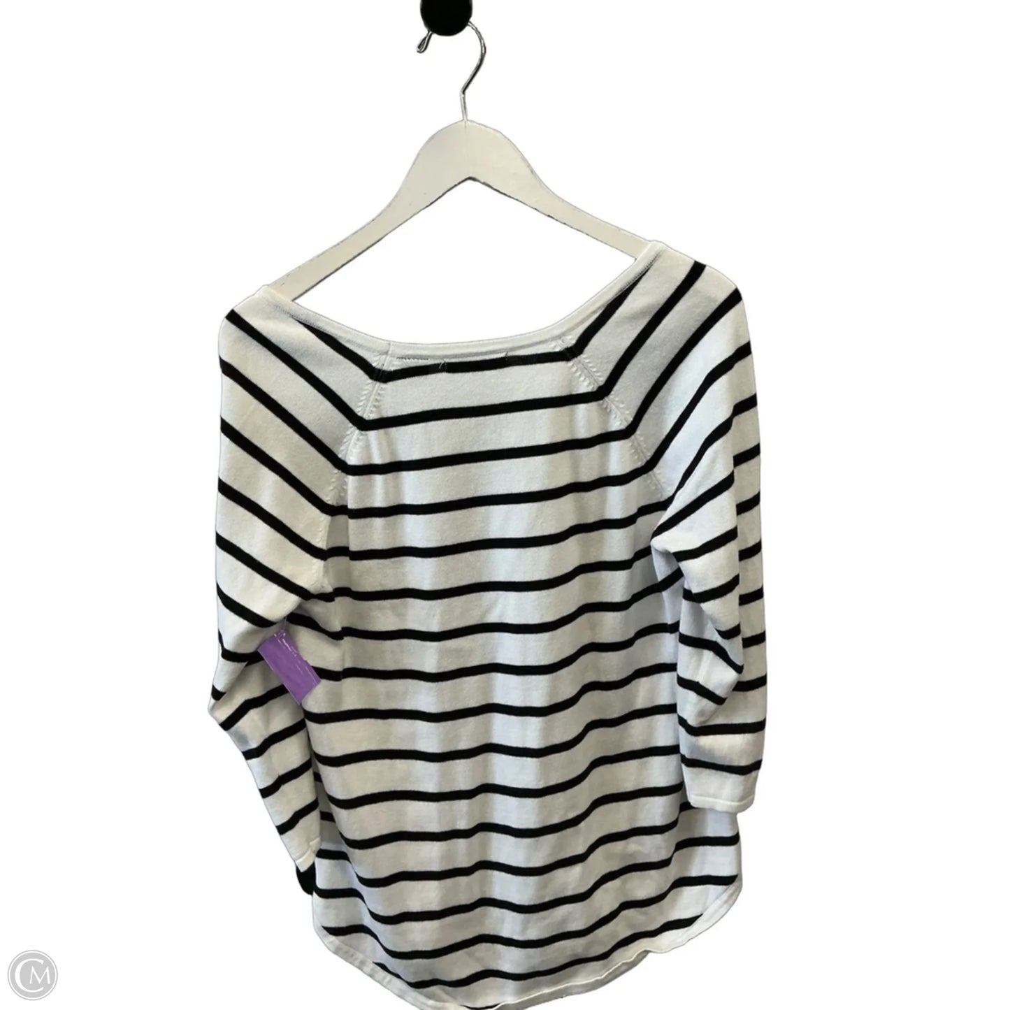 Top 3/4 Sleeve By Jeanne Pierre In Black & White, Size: M