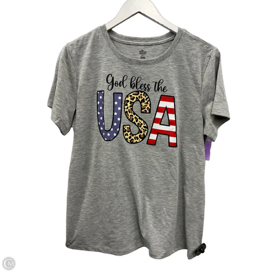 Top Short Sleeve By Cme In Grey, Size: L