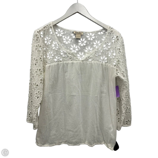 Top 3/4 Sleeve By Lucky Brand In White, Size: L