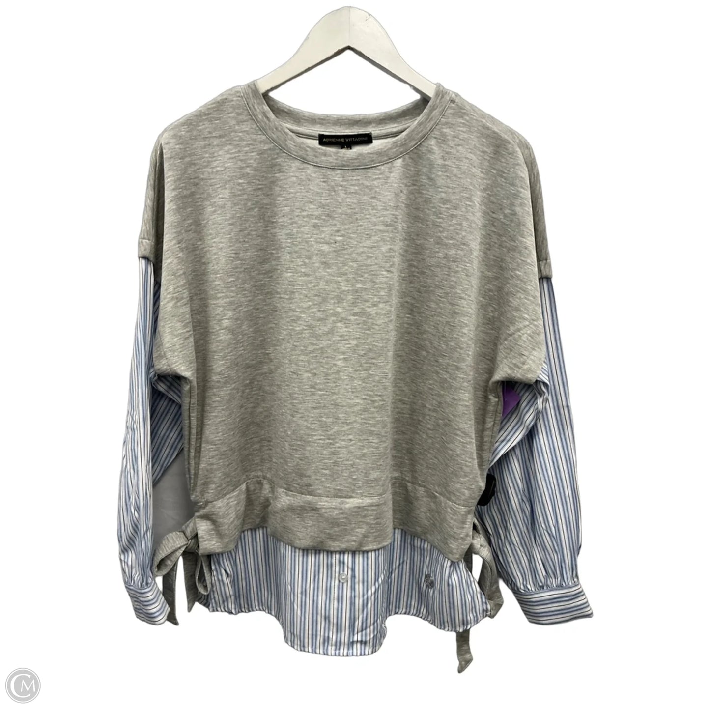 Top Long Sleeve By Adrienne Vittadini In Blue & Grey, Size: L