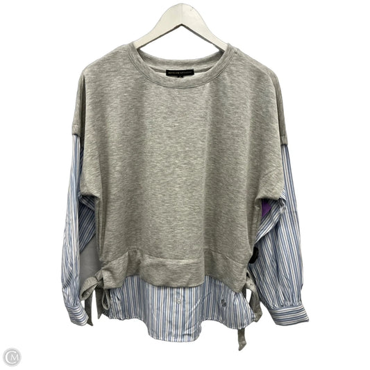 Top Long Sleeve By Adrienne Vittadini In Blue & Grey, Size: L
