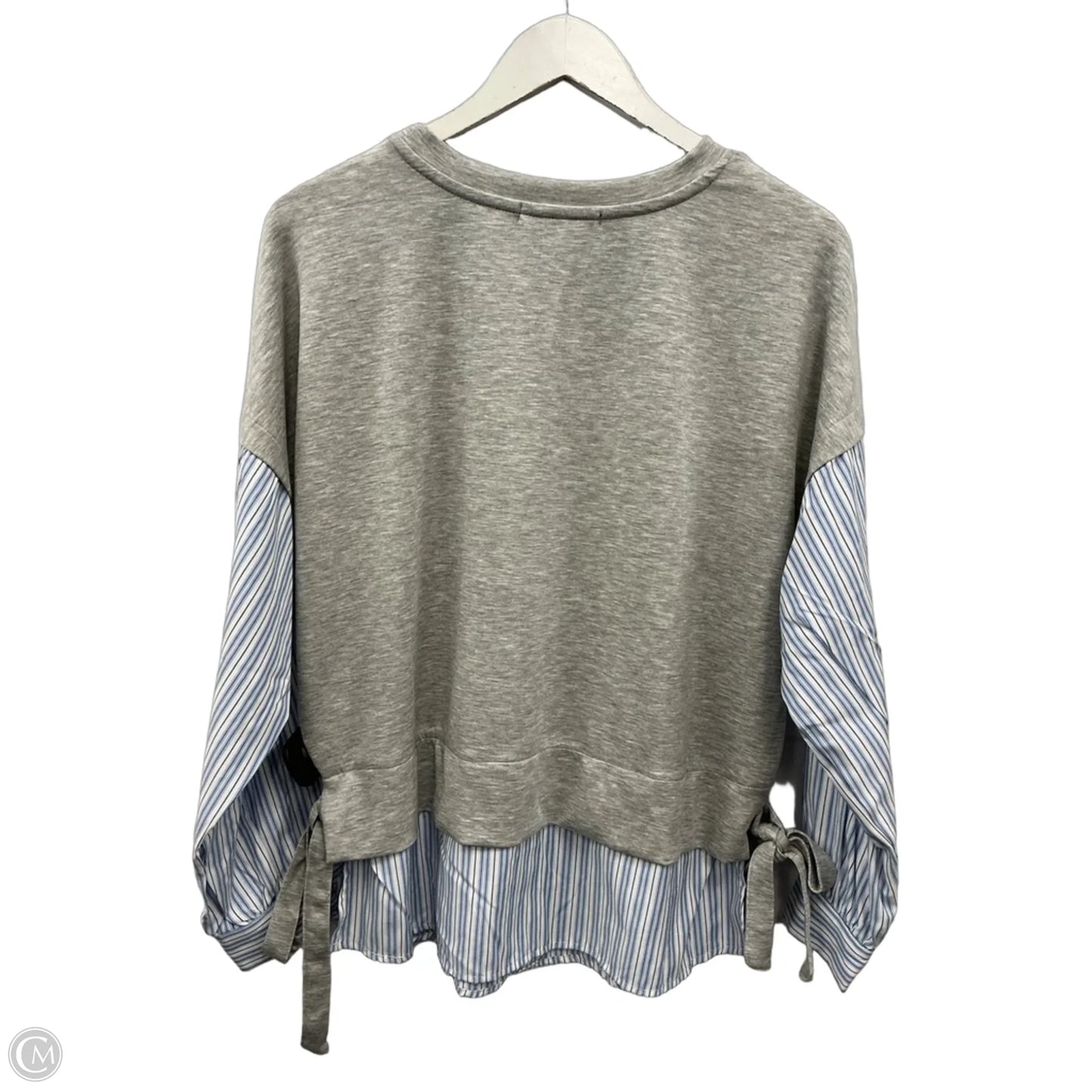Top Long Sleeve By Adrienne Vittadini In Blue & Grey, Size: L