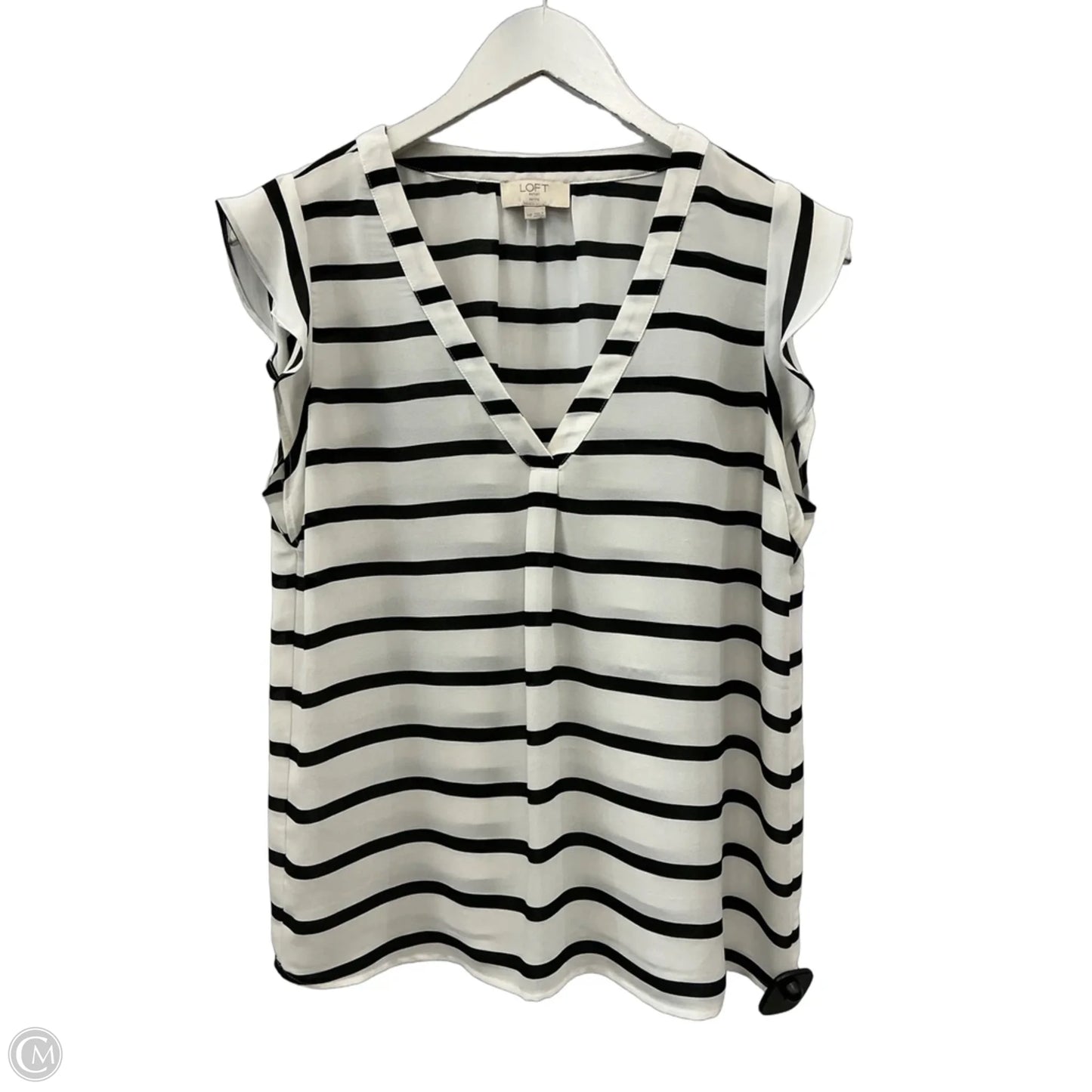 Top Sleeveless By Loft In Black & White, Size: M