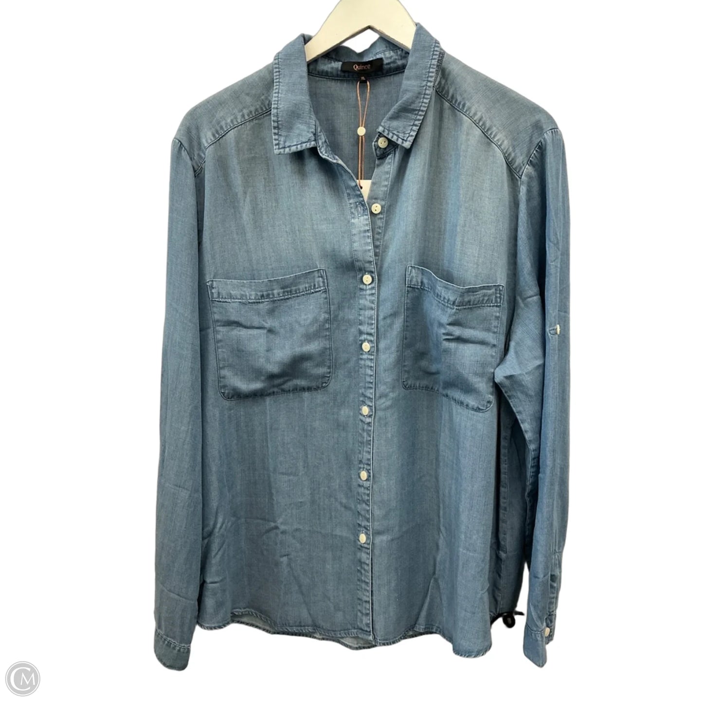 Top Long Sleeve By Quince In Blue Denim, Size: Xl
