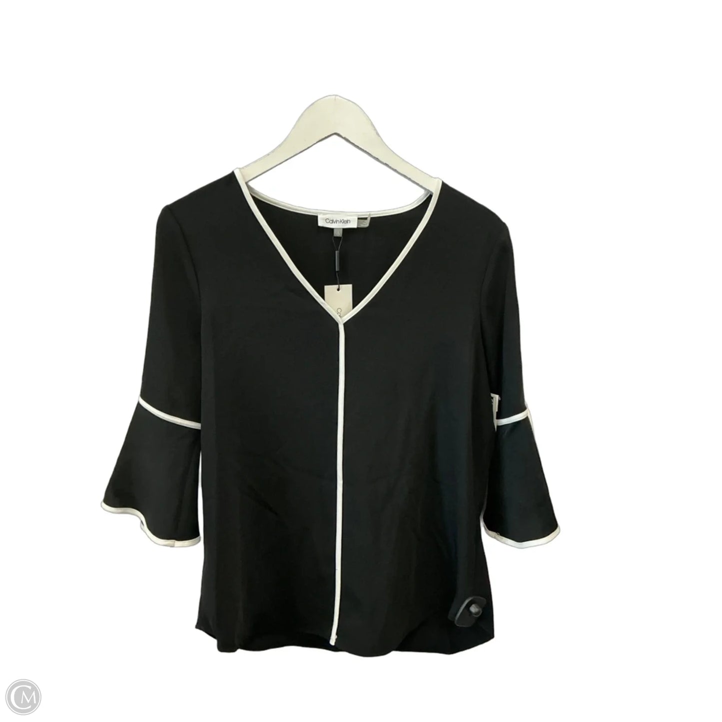 Top Short Sleeve By Calvin Klein In Black, Size: S