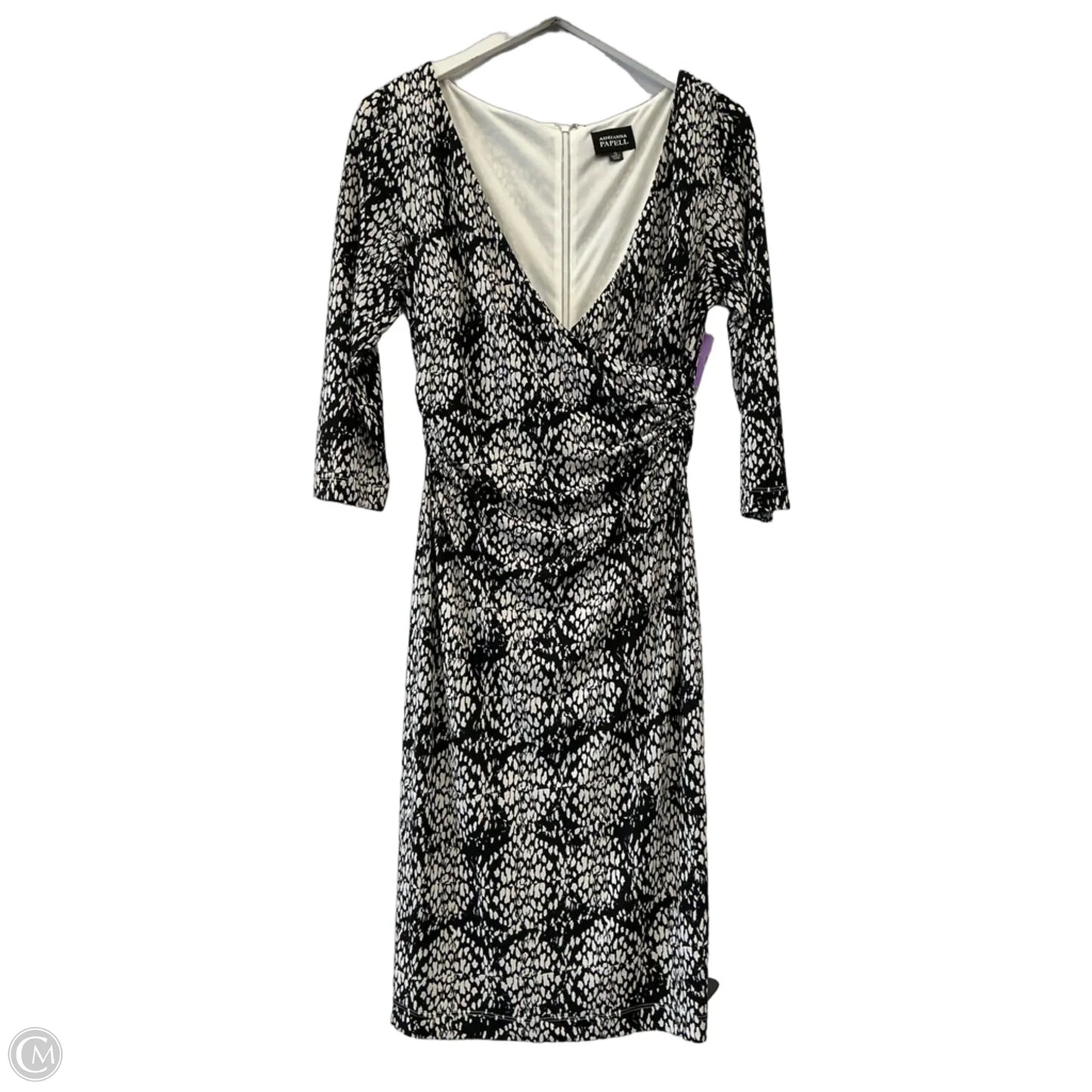 Dress Casual Midi By Adrianna Papell In Black & White, Size: M