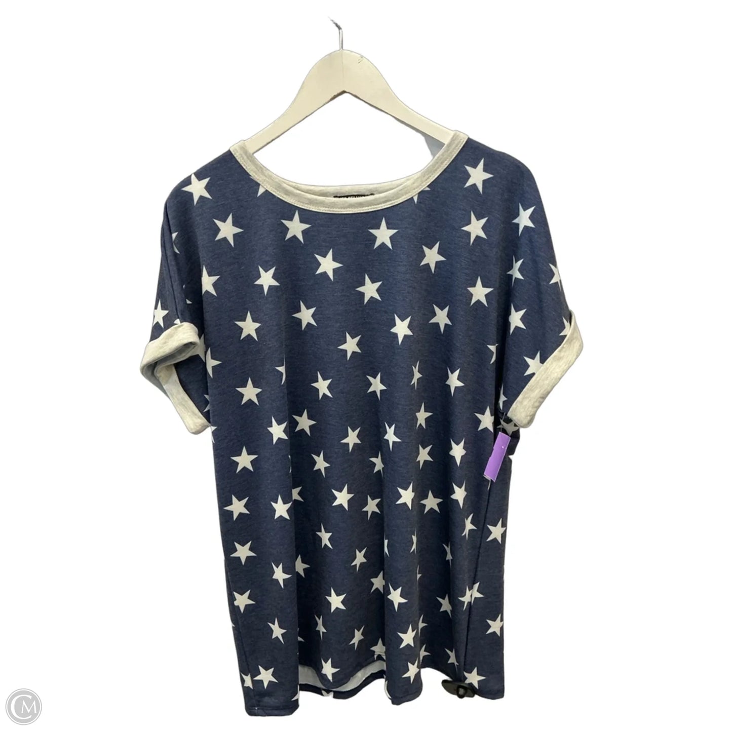 Top Short Sleeve By Heimish Usa In Blue & White, Size: 2x