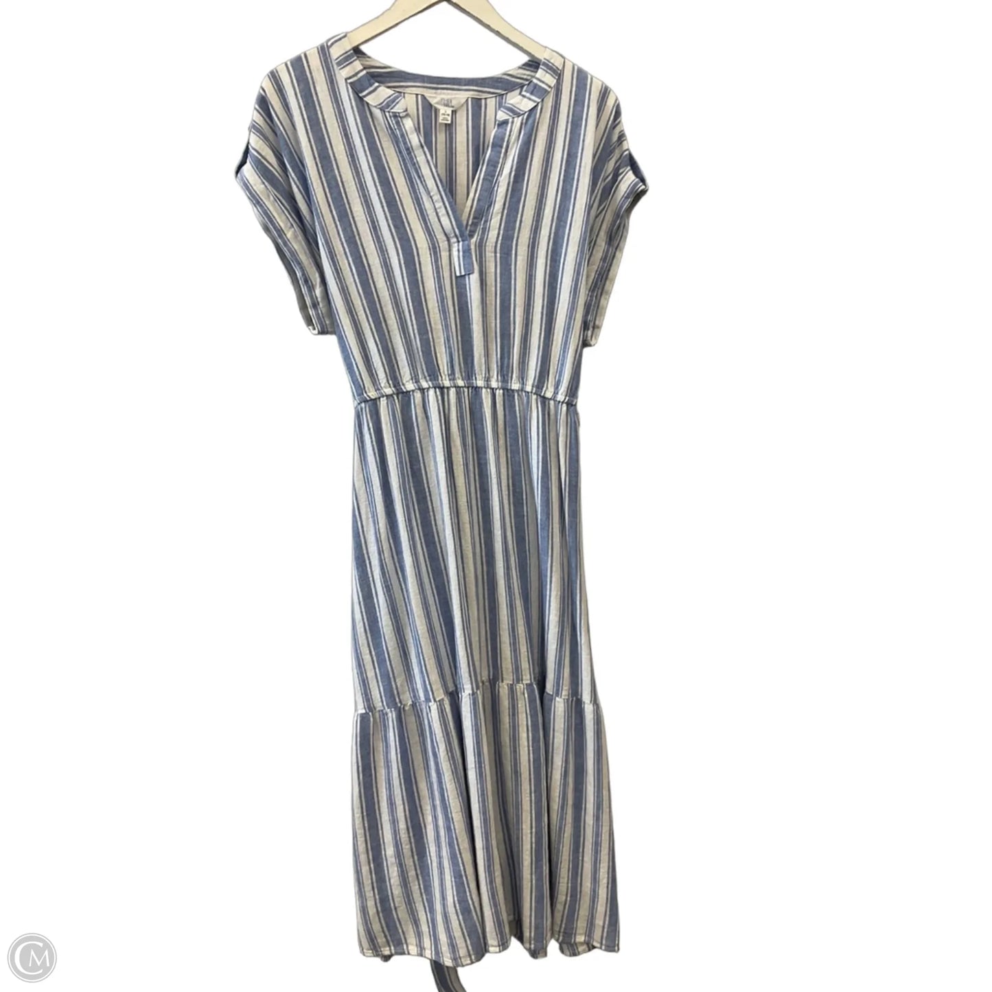 Dress Casual Midi By Time And Tru In Blue & White, Size: L