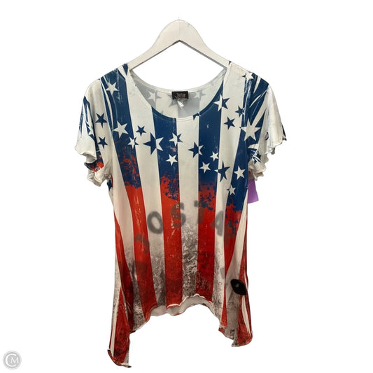 Top Short Sleeve By Cme In Blue & Red & White, Size: S