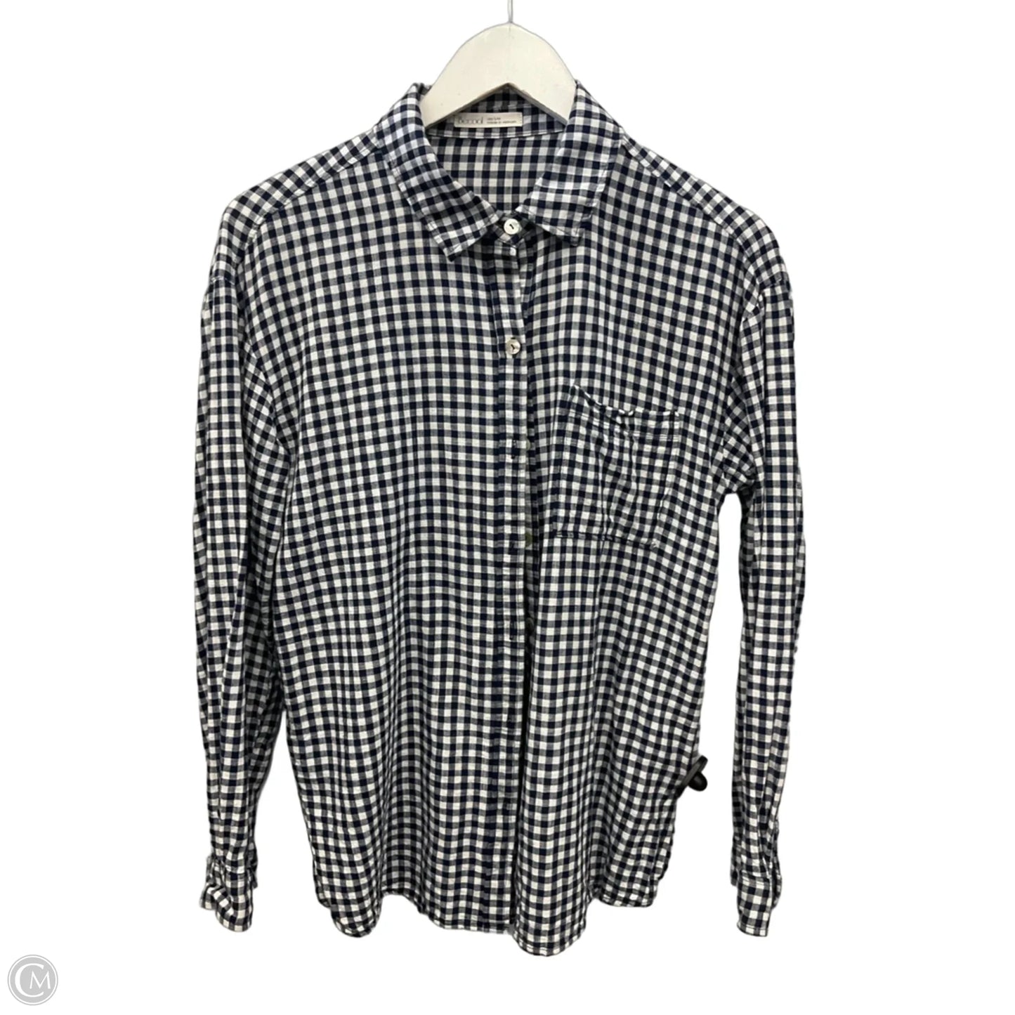 Top Long Sleeve By Be Cool In Blue & White, Size: M