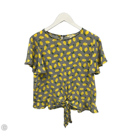 Top Short Sleeve By Lily Rubin In Black & Yellow, Size: M