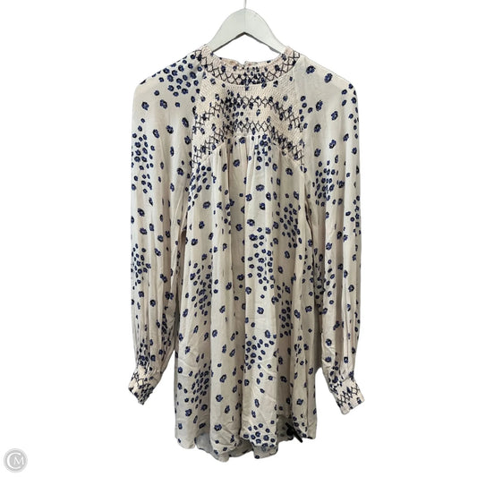 Tunic Long Sleeve By Free People In Blue & Cream, Size: M
