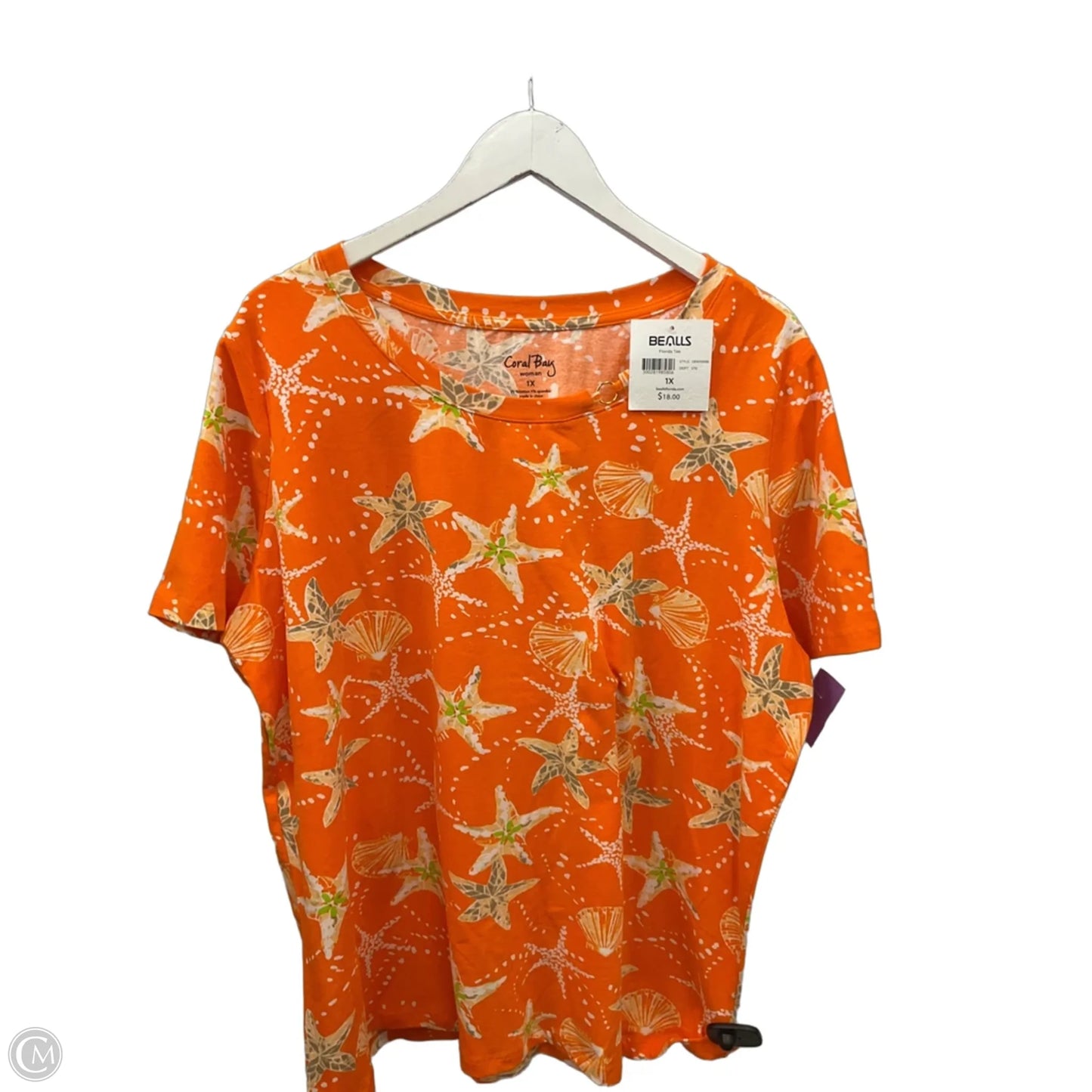 Top Short Sleeve By Coral Bay In Orange, Size: 1x