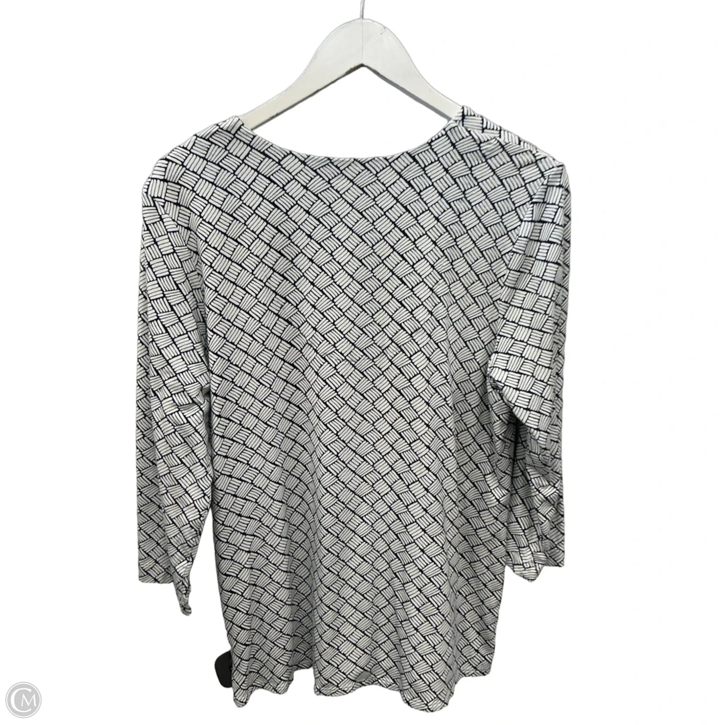 Top 3/4 Sleeve By Chicos In Blue & White, Size: L