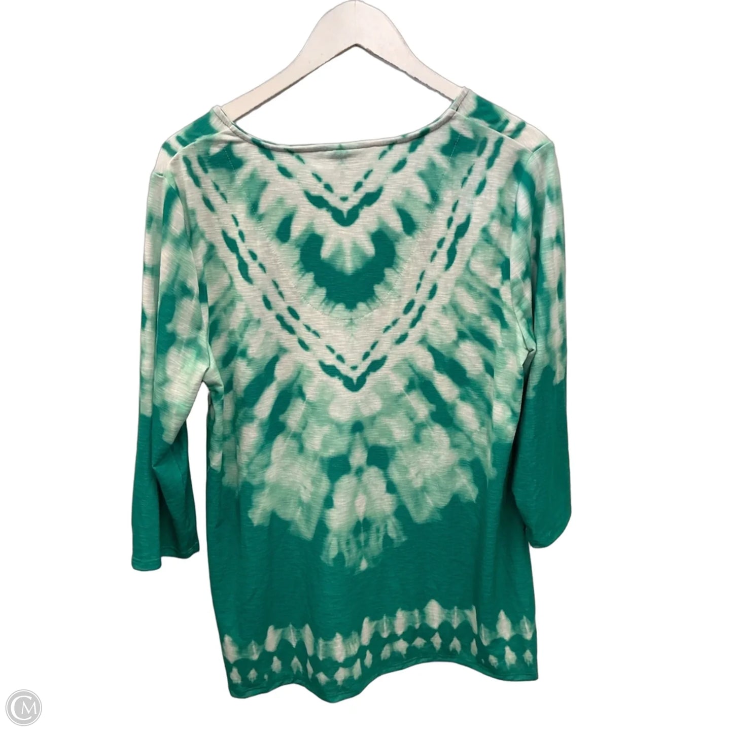 Top 3/4 Sleeve By Chicos In Green, Size: L