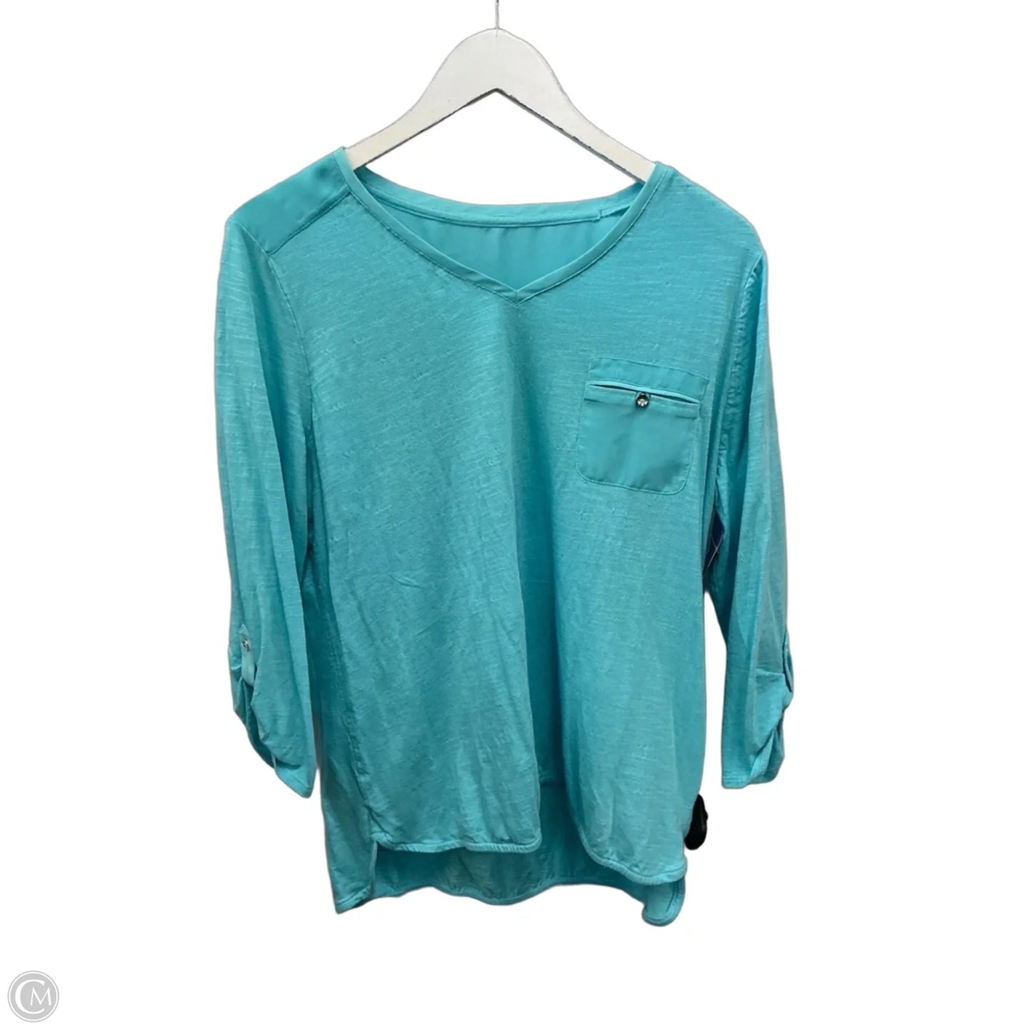 Top 3/4 Sleeve By Chicos In Aqua, Size: L