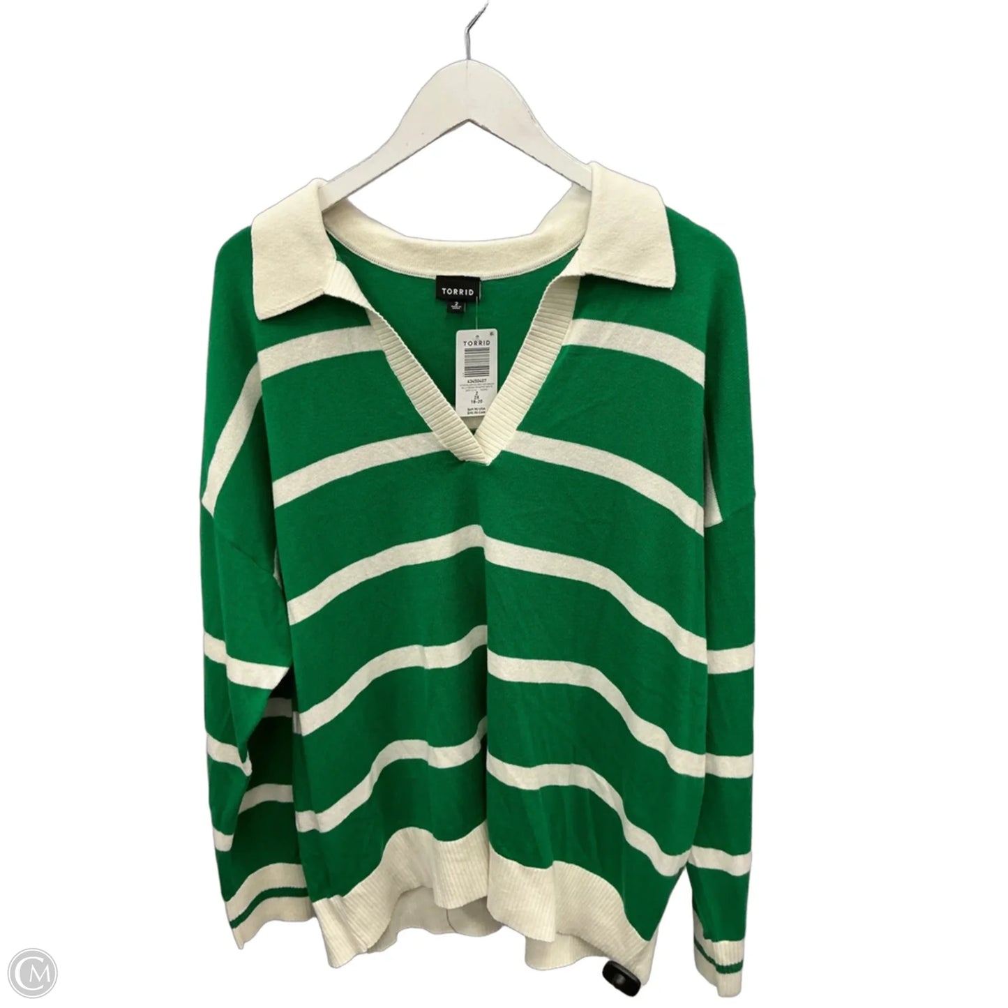 Sweatshirt Collar By Torrid In Green & White, Size: 2
