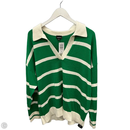 Sweatshirt Collar By Torrid In Green & White, Size: 2