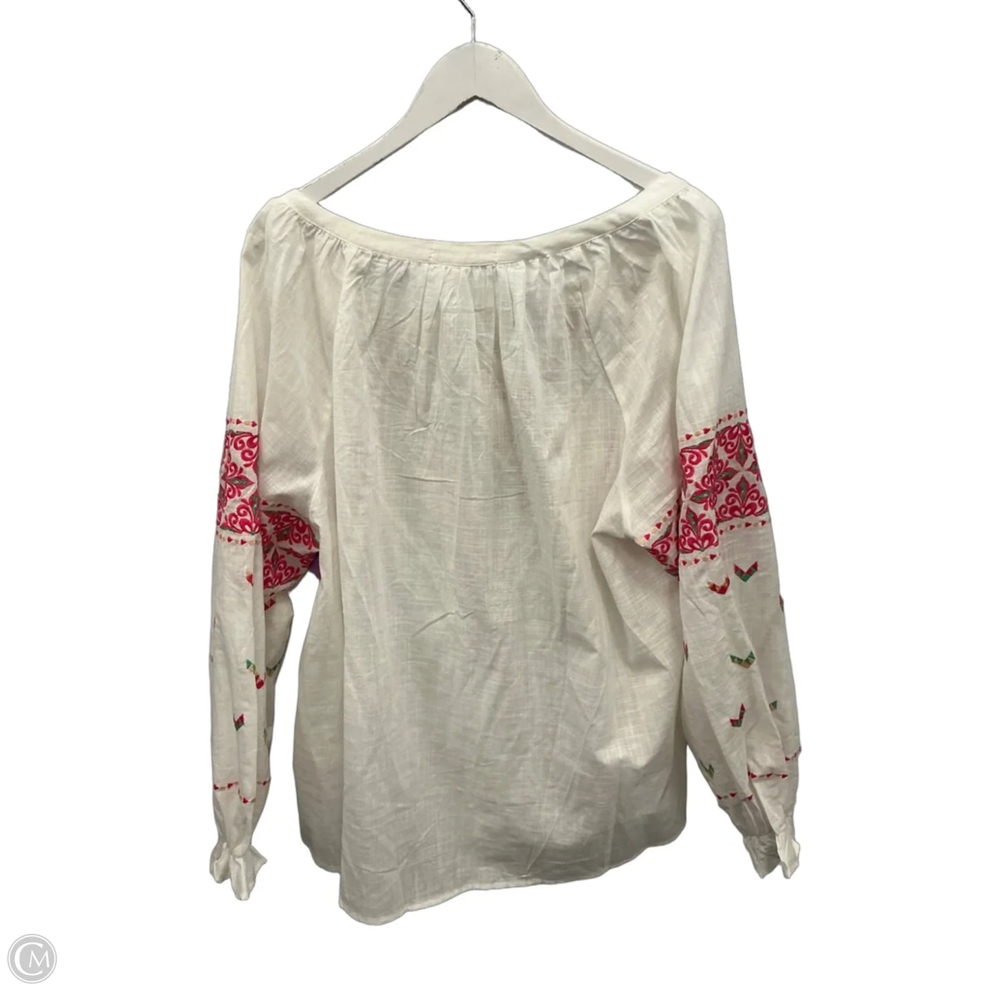 Top Long Sleeve By Impressions In White, Size: 3x