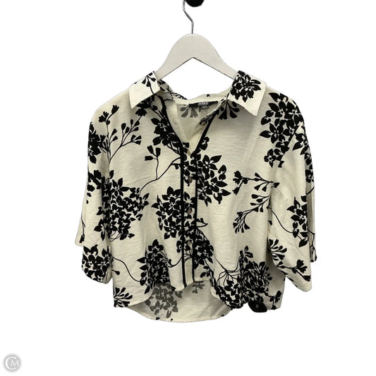 Top Short Sleeve By Abs In Black & Cream, Size: L