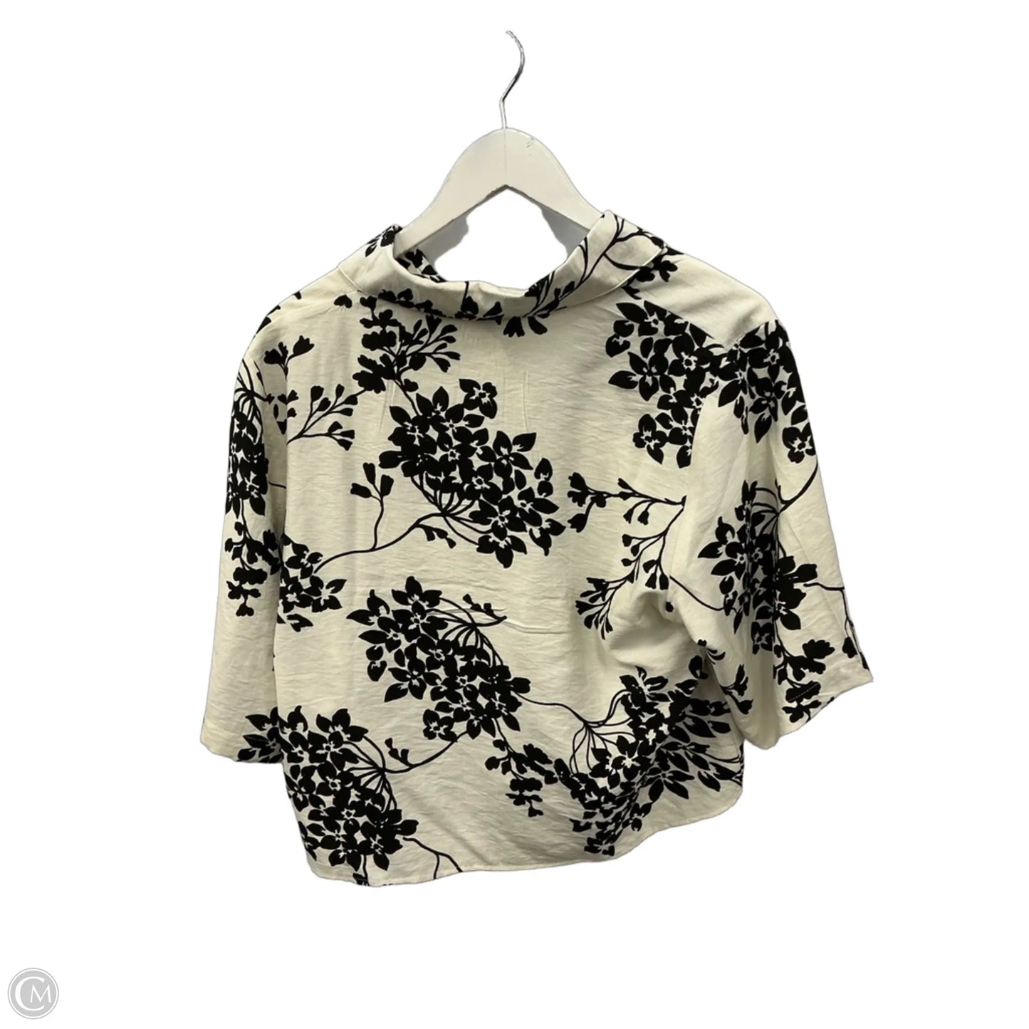 Top Short Sleeve By Abs In Black & Cream, Size: L