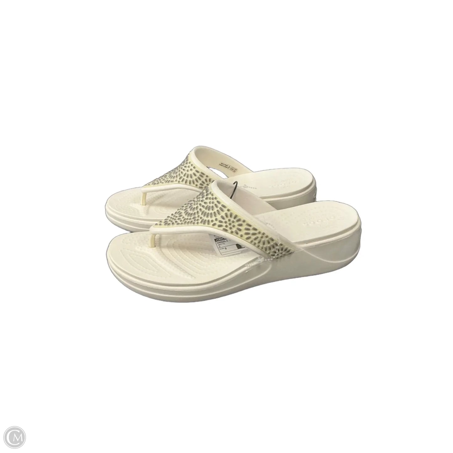 Sandals Heels Wedge By Crocs In White, Size: 9