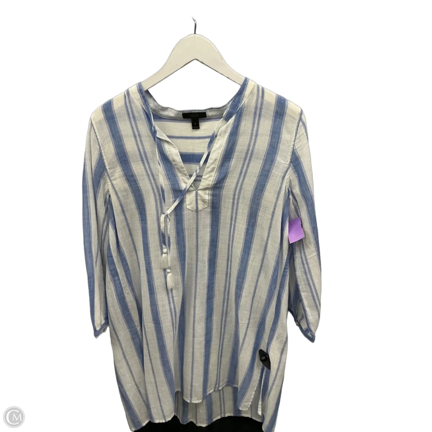 Tunic 3/4 Sleeve By J. Crew In Blue & White, Size: S